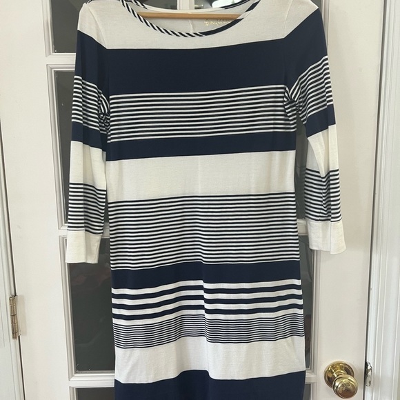 Lilly Pulitzer Marlowe Dress Blue White Striped Pima Cotton - size XS - Picture 2 of 5